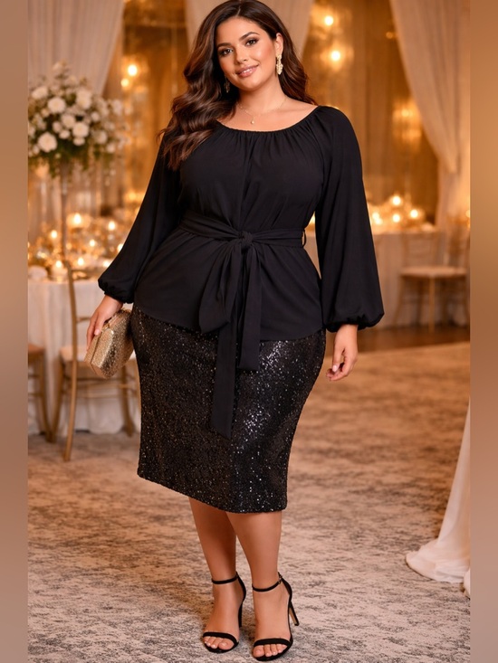 Eloquii Tops - Eloquii Size 22 Long Sleeve Wrap Style Blouse Tie Waist Casual Timeless Capsule
